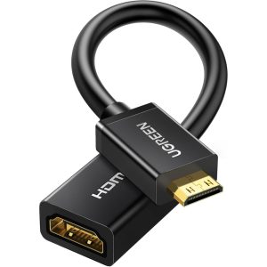 UGREEN 20137 MINI HDMI MALE TO HDMI F/M ADAPTER 4K 22CM