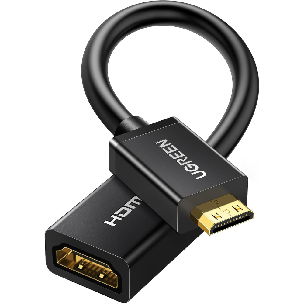 UGREEN 20137 MINI HDMI MALE TO HDMI F/M ADAPTER 4K 22CM