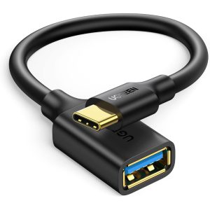UGREEN 30701 USB-C MALE TO USB 3.0A F/M OTG CABLE BLACK