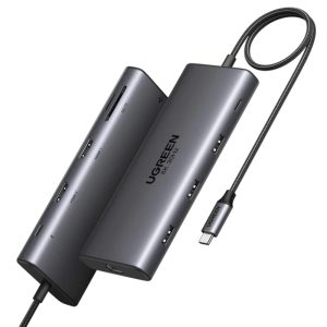UGREEN 15534 10-IN-1 TYPE-C TO 2XHDMI, 3XUSB-A, 1XRJ45, SD/TF, PD100W ADAPTER