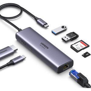 UGREEN 60515 7-IN-1 USB-C TO 2XUSB-A, 1X HDMI+RJ45, SD/TF, PD ADAPTER 4K@60HZ