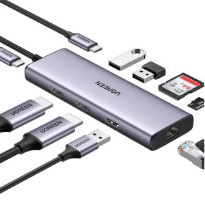 UGREEN 90119 USB-C 9-IN-1 3XUSB, 2XHDMI + RJ45, SD.TF + PD ADAPTER