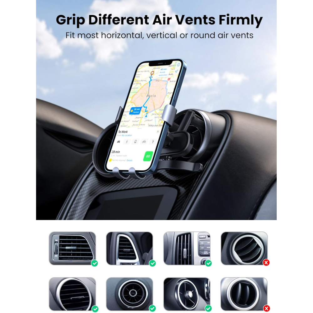 UGREEN 30401 GRAVITY PHONE HOLDER FOR ROUND AIR VENT - Image 6