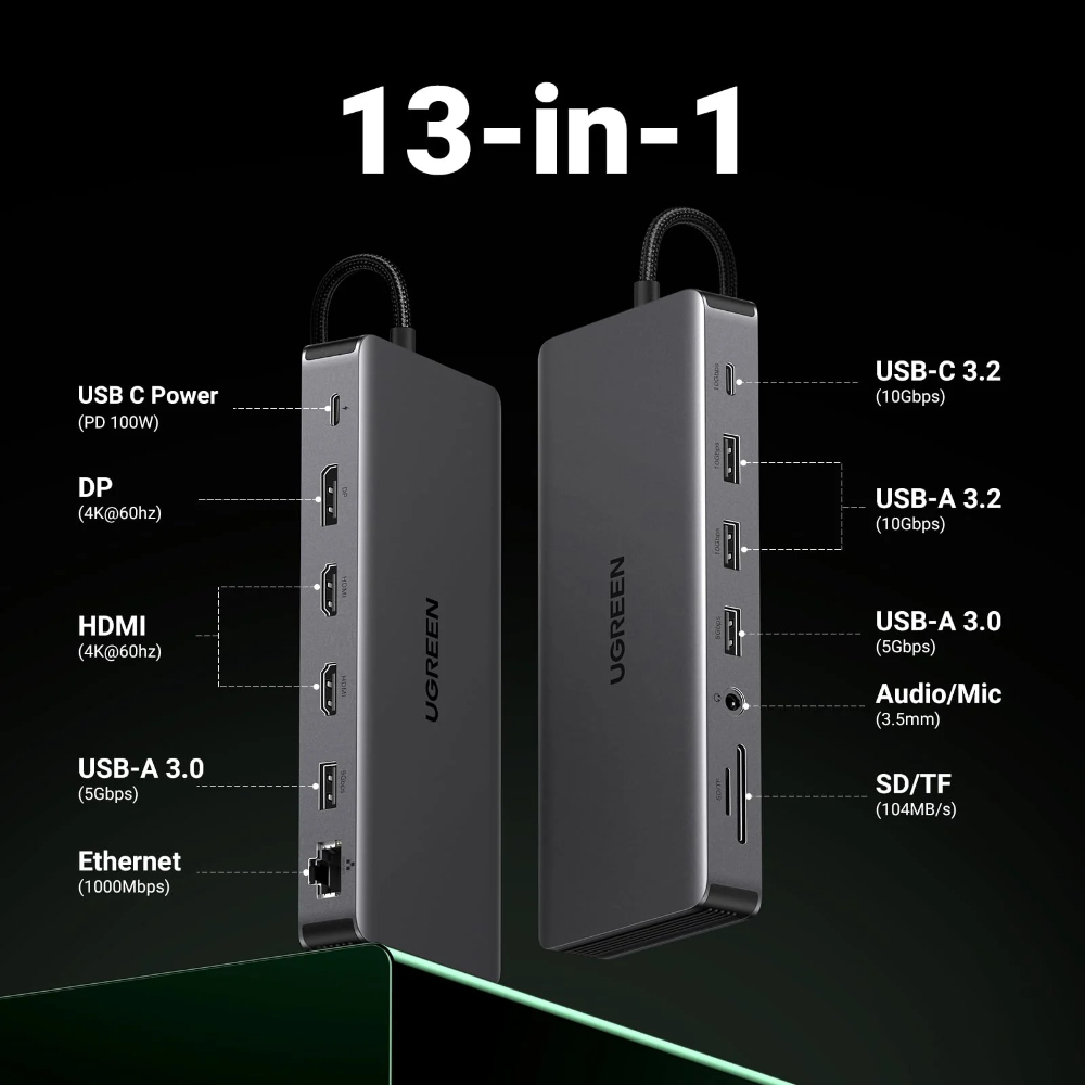 UGREEN 15978 USB-C 13-IN-1 MULTIFUNCTION DOCKING STATION TRIPLE DISPLAY 4K - Image 2