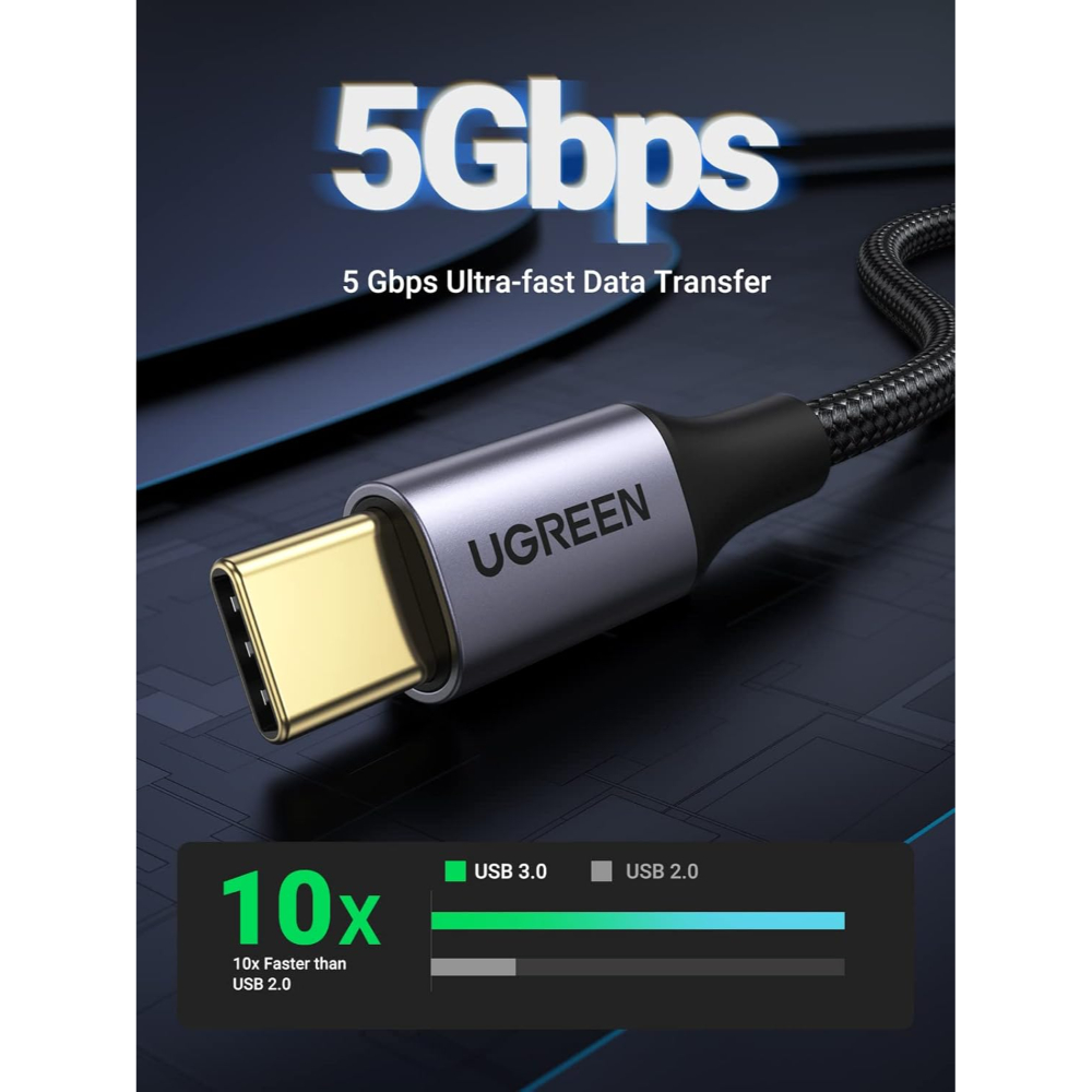 UGREEN 20288 USB-A 3.0 TO USB-C CABLE 2M BRAIDED ( BLACK ) - Image 7