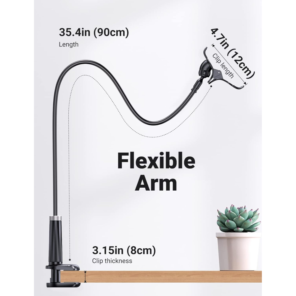 UGREEN 80906 GOOSENECK PHONE HOLDER FOR DESK & BED 360° ROTATION BLACK - Image 2