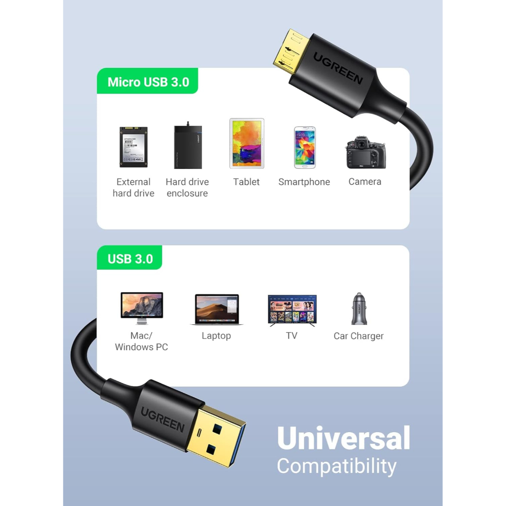 UGREEN 10841 USB 3.0 TO MICRO USB-B CABLE 1M - Image 3