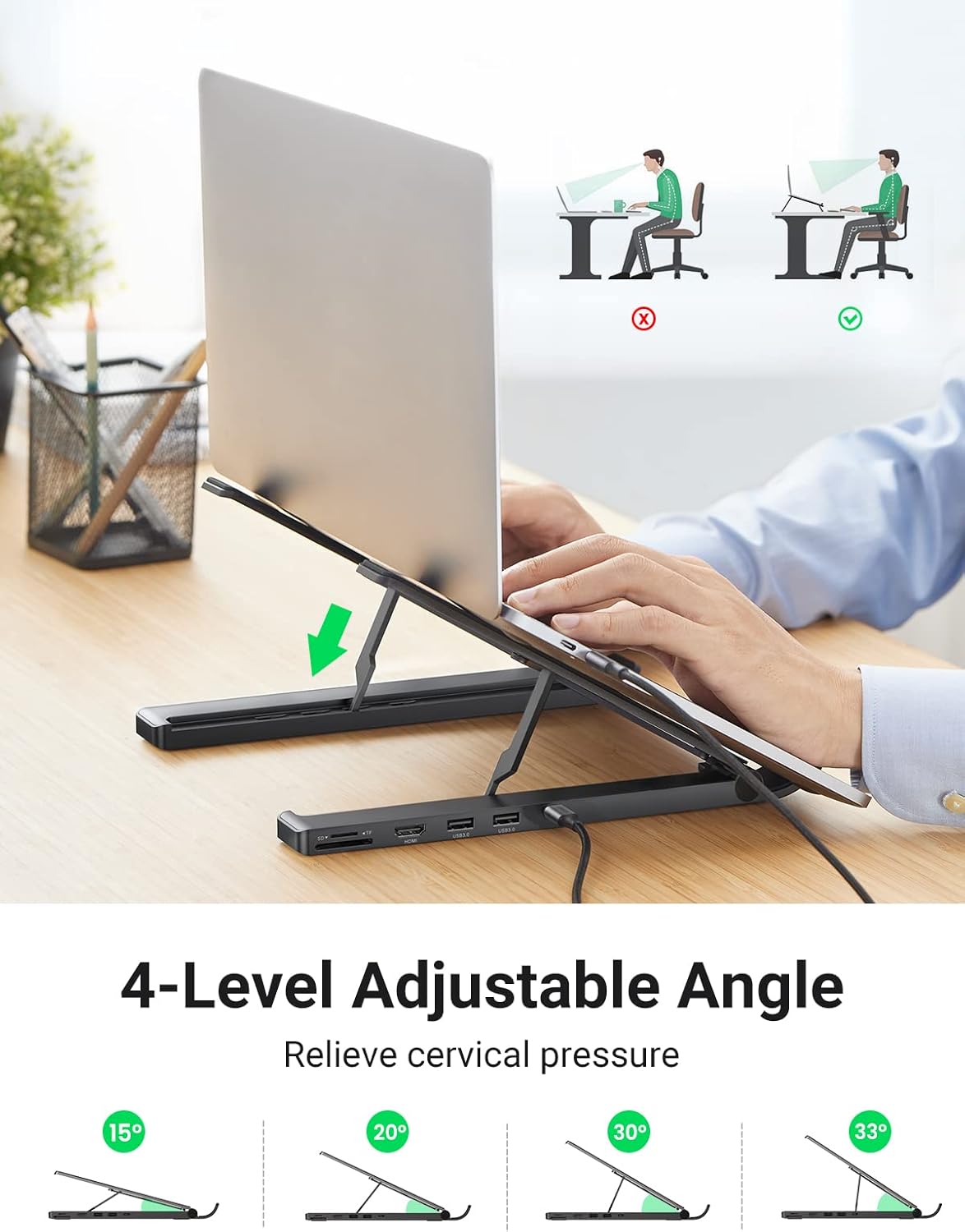 UGREEN 80551 LAPTOP STAND DOCKING STATION USB-C/USB3.0/CARD READER - Image 3