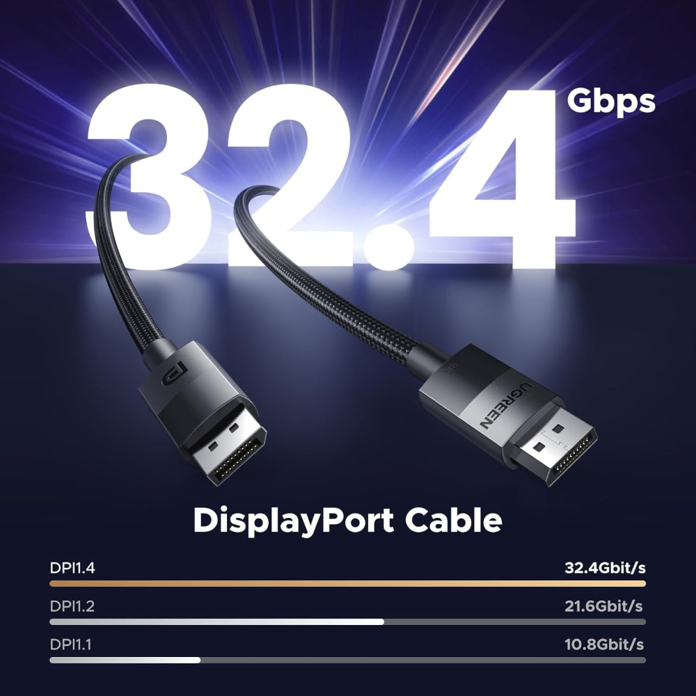UGREEN 80392 DisplayPort 1.4 Cable 2M Male to Male 8K Braided