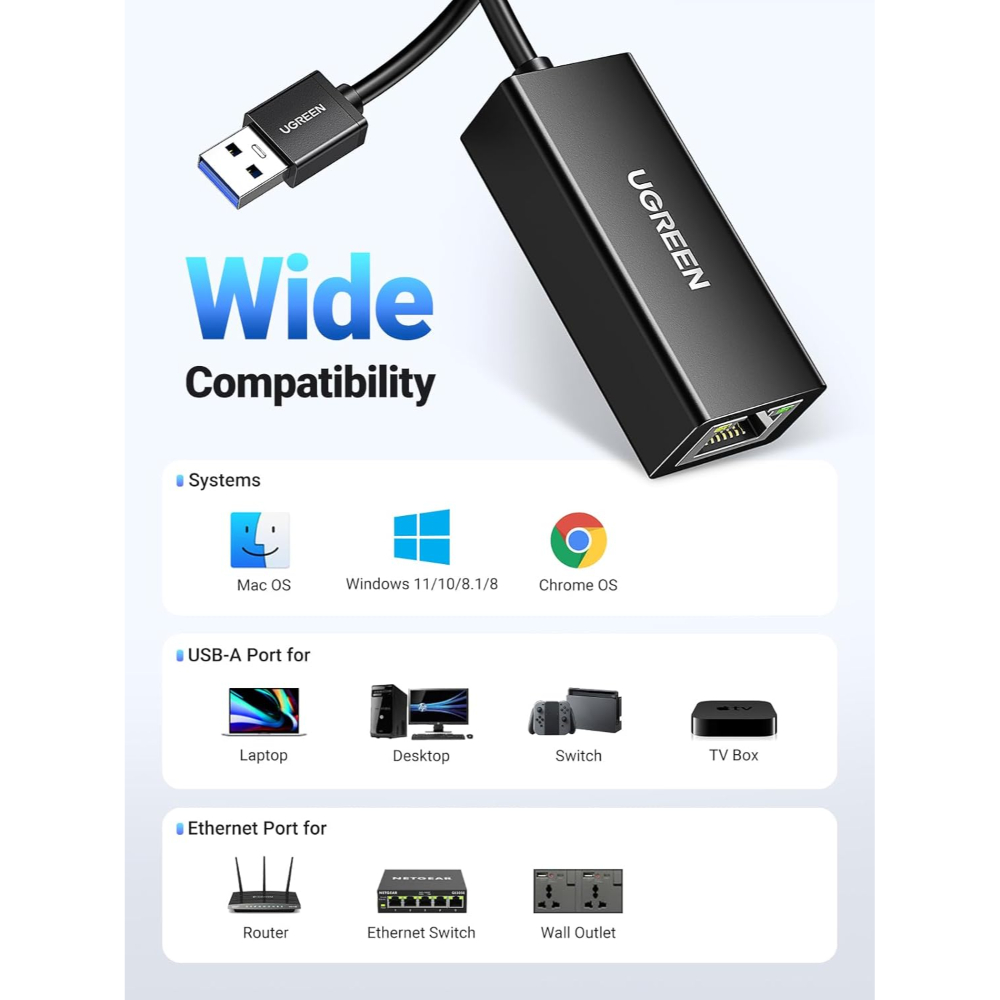 UGREEN 20256 USB 3.0 TO GIGABIT ETHERNET ADAPTER - Image 5