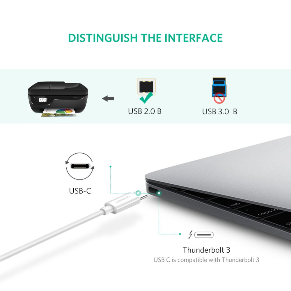 UGREEN 40417 USB-C TO USB PRINTER CABLE 1.5M - Image 4