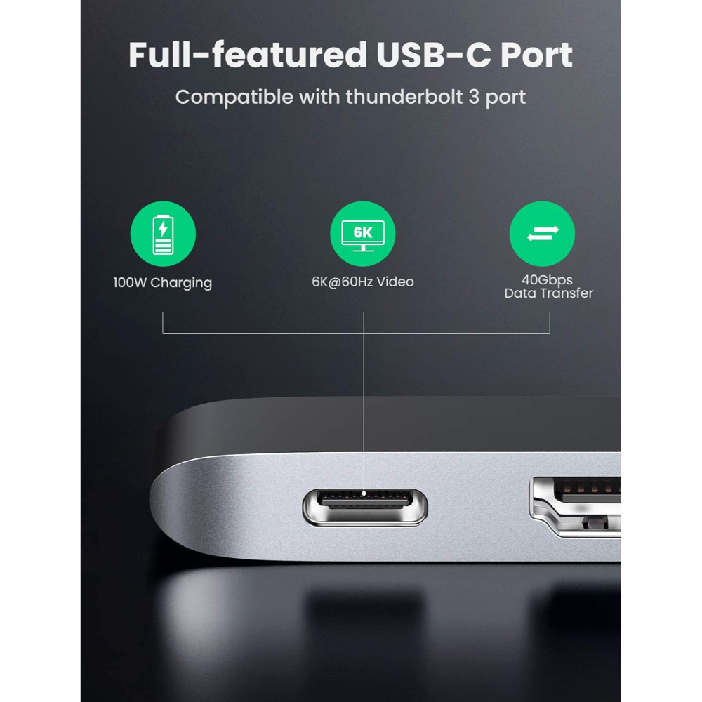 UGREEN 60559 2XUSB-C MALE TO 3XUSB3.0 1XHDMI F, 1X USB-C F, ADAPTER - Image 5