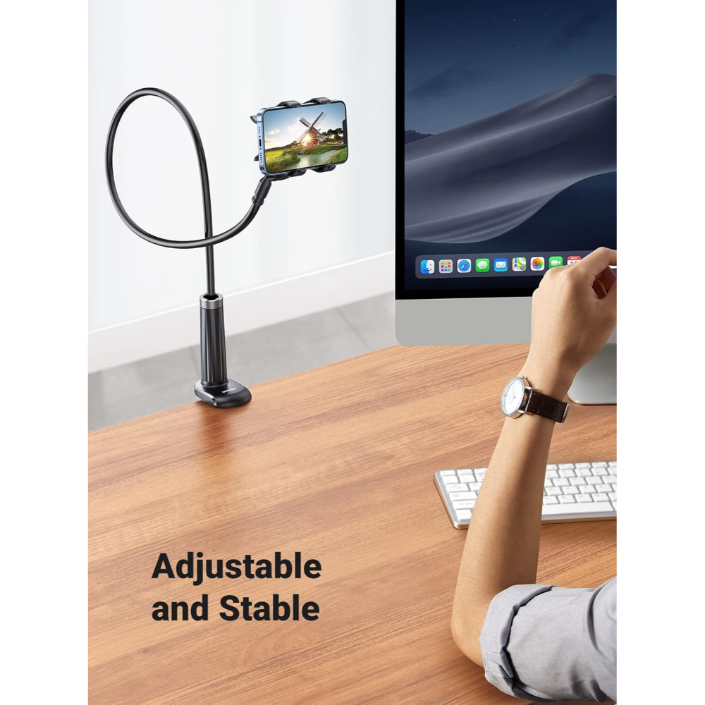UGREEN 80906 GOOSENECK PHONE HOLDER FOR DESK & BED 360° ROTATION BLACK - Image 4