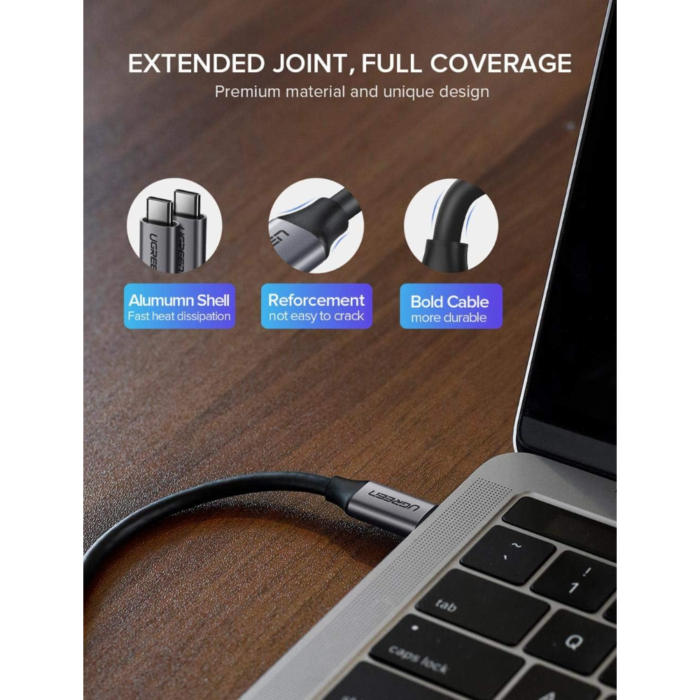 UGREEN 50751 USB-C 3.1 MALE TO MALE CABLE NICKEL PLATING ALUMINUM 1.5M GRY - Image 6