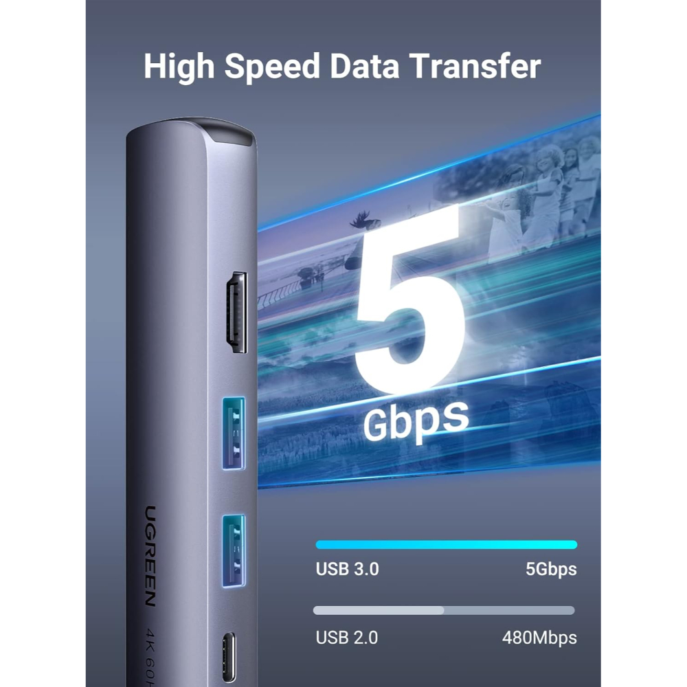 UGREEN 10919 Ultra Slim 5-in-1 USB-C Hub with Ethernet and HDMI - Image 6
