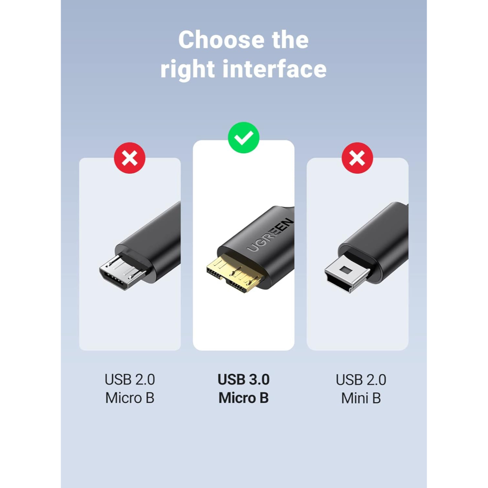 UGREEN 10841 USB 3.0 TO MICRO USB-B CABLE 1M - Image 7