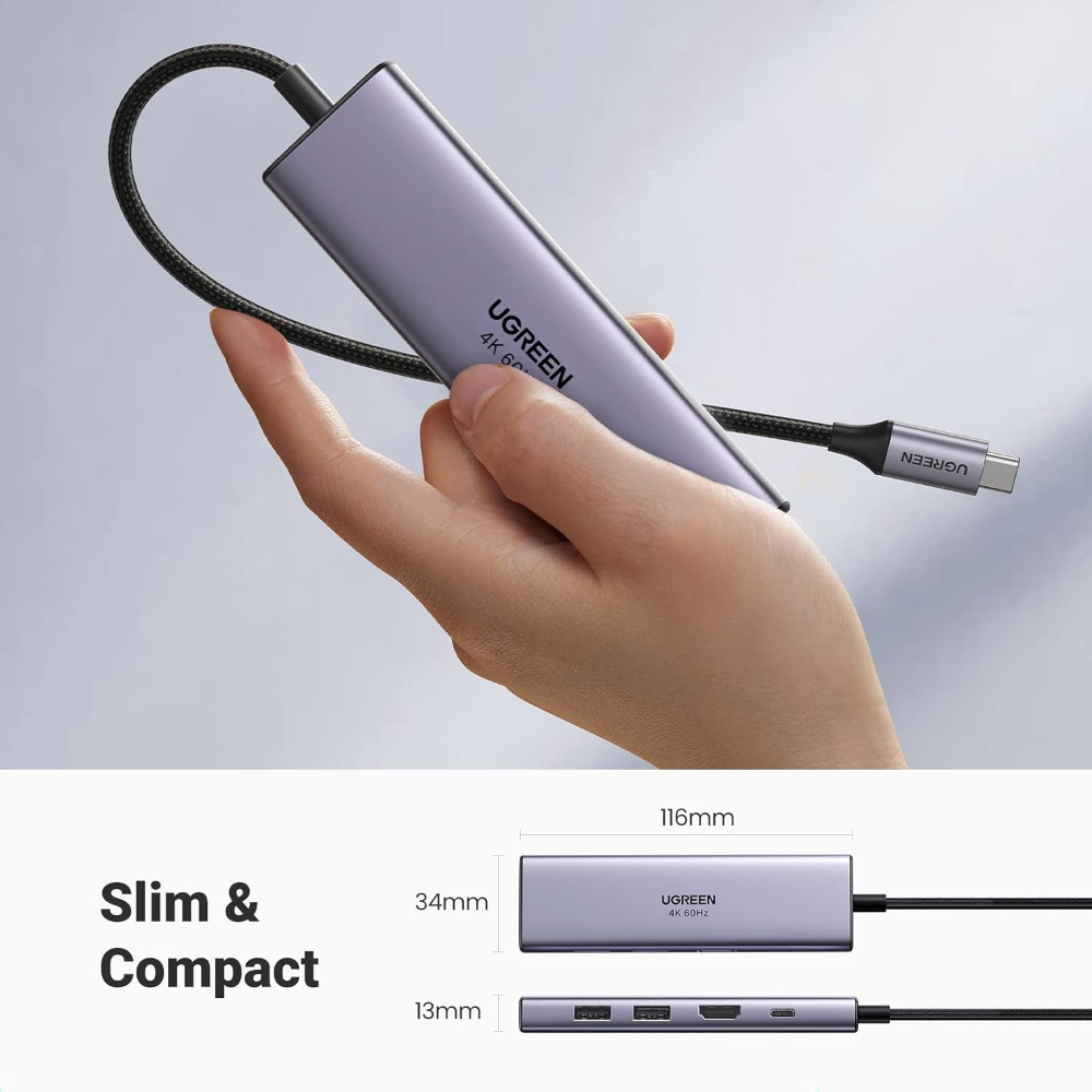 UGREEN 60383 6-IN-1 USB-C TO 3XUSB A, 1X HDMI + SD/TF CARDS SLOT, ADAPTER - Image 7