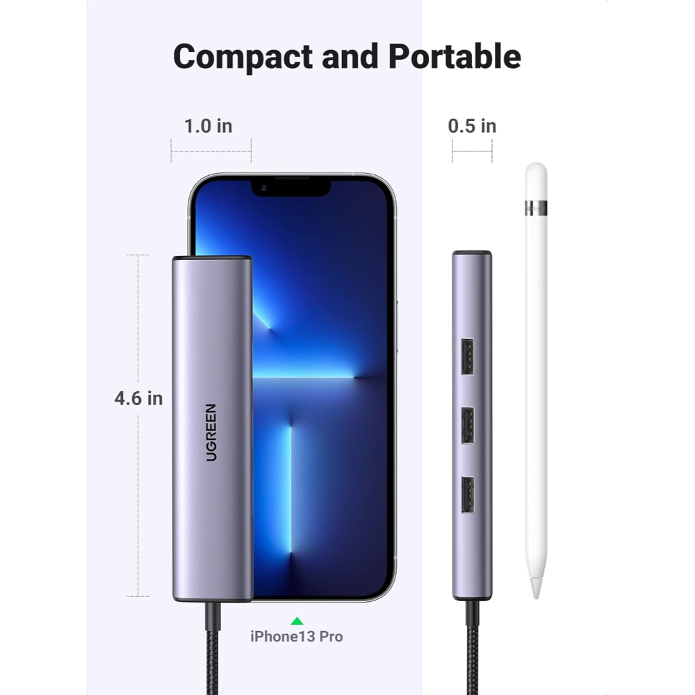 UGREEN 60600 USB-C TO 3 X USB3.0 HUB + RJ45 ADAPTER - Image 9