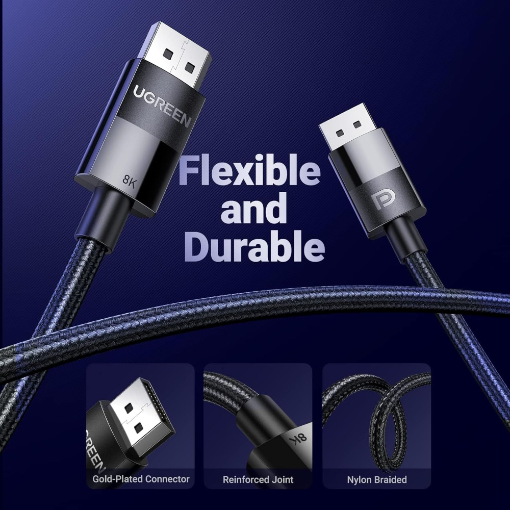 UGREEN 80392 DisplayPort 1.4 Cable 2M Male to Male 8K Braided