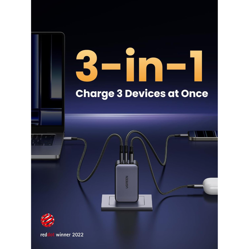 UGREEN 20700 65W 3-PORT GAN FAST CHARGER (USB-CX2 USB-AX1) US - Image 9