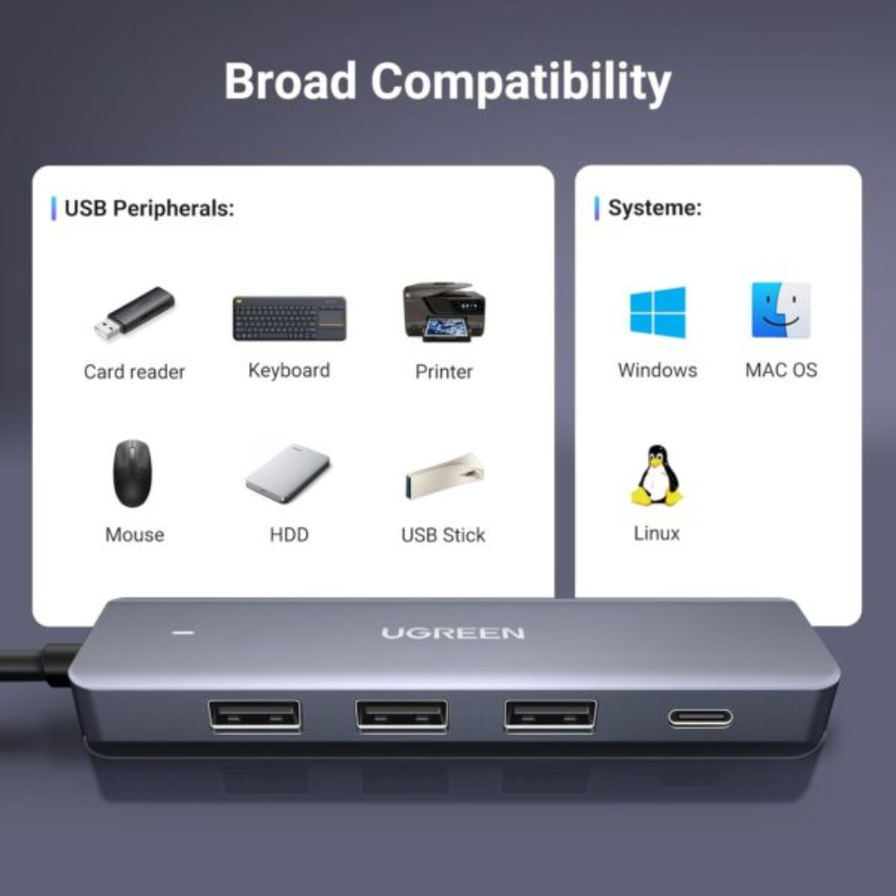 UGREEN 15920 4-PORTS USB 3.0 HUB 5GBPS CABLE LENGTH 2FT - Image 7