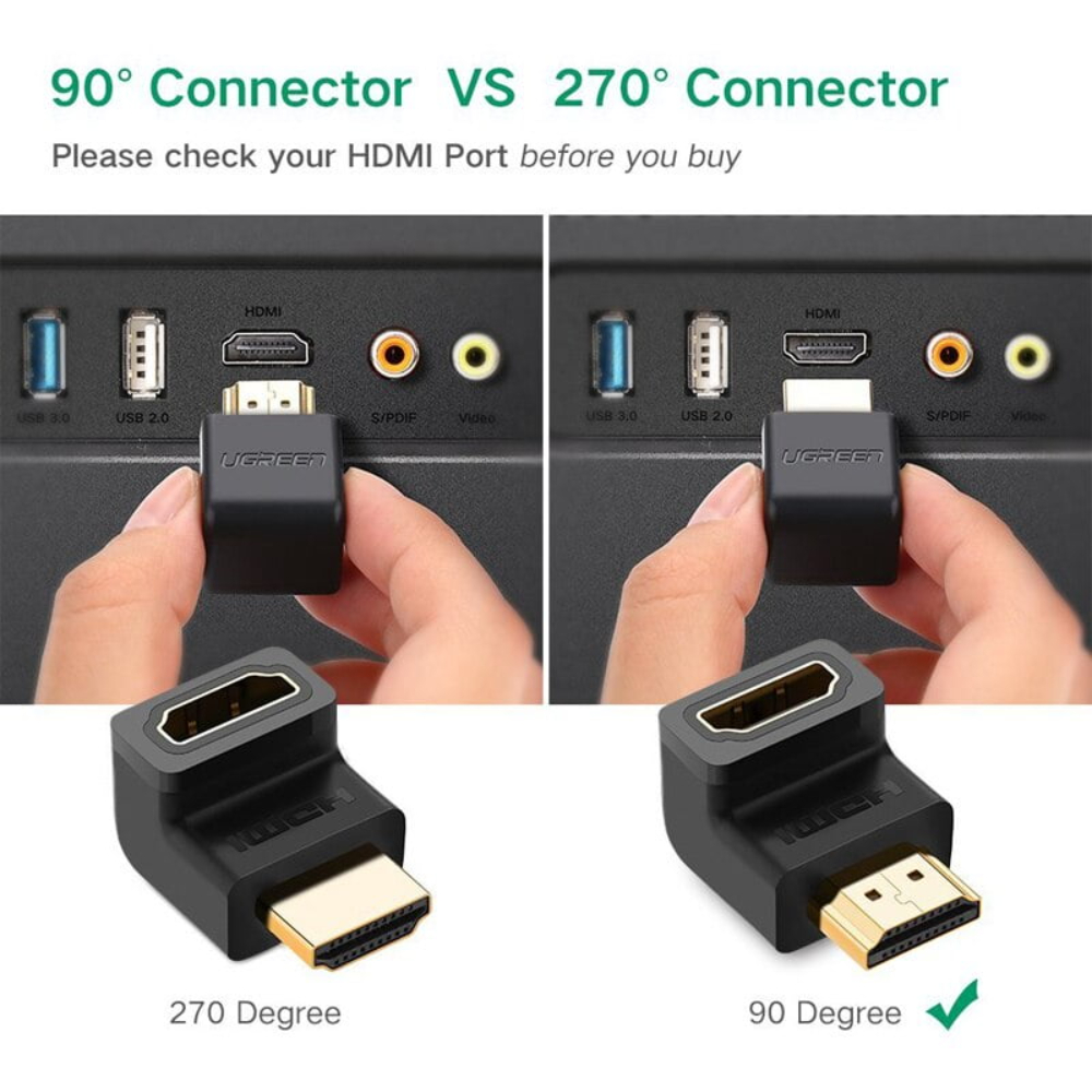 UGREEN 20109 HDMI MALE TO FEMALE ADAPTER DOWN - Image 3