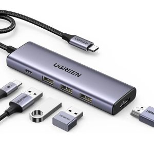 UGREEN 25101 5-IN-1 USB-C TO 8K@30HZ HDMI, 3XUSB-A, 100W PD, ADAPTER