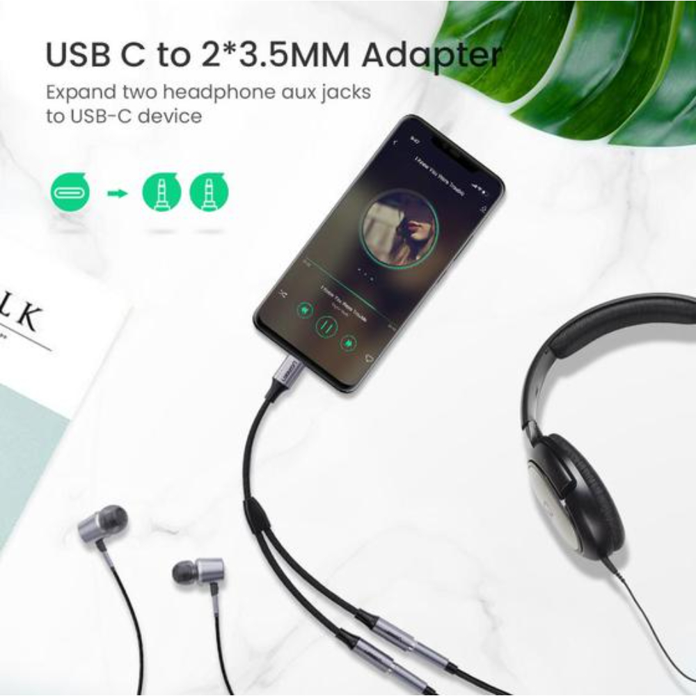 UGREEN 30732 USB TYPE-C TO 3.5MM 2 FEMALE AUDIO CABLE - Image 4