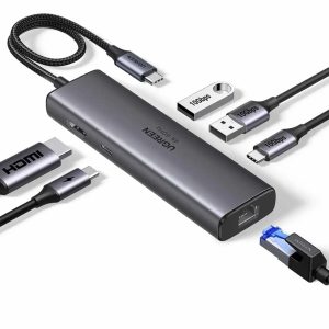 UGREEN 45000 6-IN-1 USB-C TO 2XUSB-A, 1XHDMI, 1XRJ45, 1XUSB-C, PD100W ADAPTER