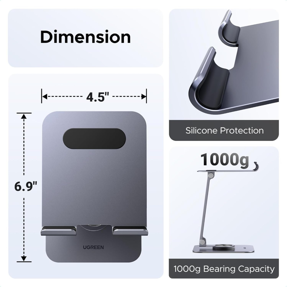 UGREEN 45860 DESKTOP TABLET STAND 360° ROTATION METAL - Image 5
