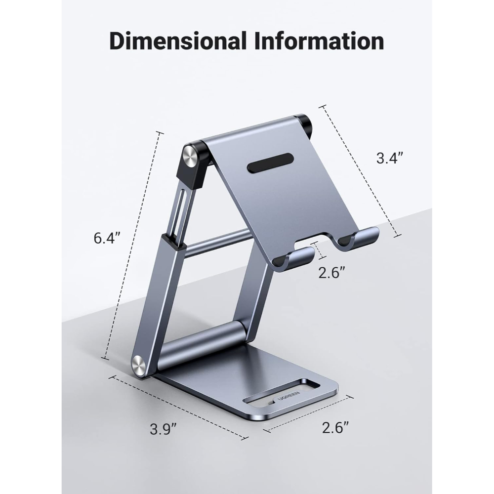 UGREEN 50324 MULTI-ANGLE ADJUSTABLE METAL DESKTOP PHONE STAND GREY - Image 7