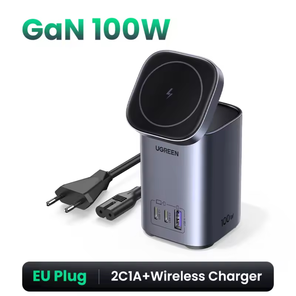 UGREEN 55321 NEXODE 65W 2-IN-1 Qi2 GAN DESKTOP FAST CHARGER ( 2XUSB-C, 1XUSB-A, 1XW/L CHARGER ) - Image 6