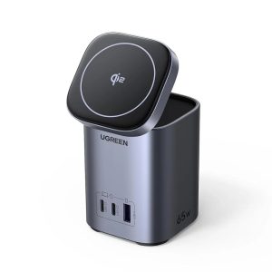 UGREEN 55321 NEXODE 65W 2-IN-1 Qi2 GAN DESKTOP FAST CHARGER ( 2XUSB-C, 1XUSB-A, 1XW/L CHARGER )