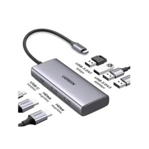 UGREEN 35897 7-IN-1 USB-C TO 2XHDMI, 4XUSB-A, USB-C PD100W ADAPTER 4K@30HZ