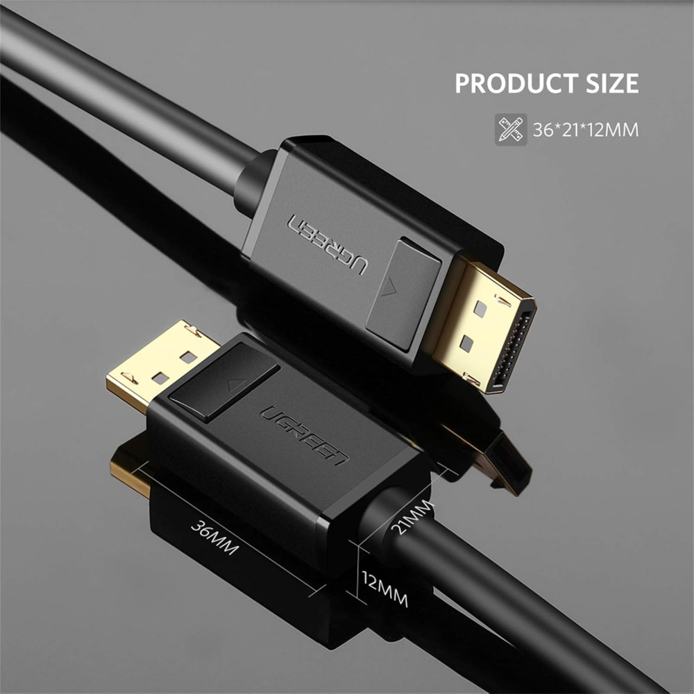 UGREEN 10244 DISPLAY PORT TO DISPLAY PORT CABLE 1M 4K@60HZ 3D BLACK - Image 7