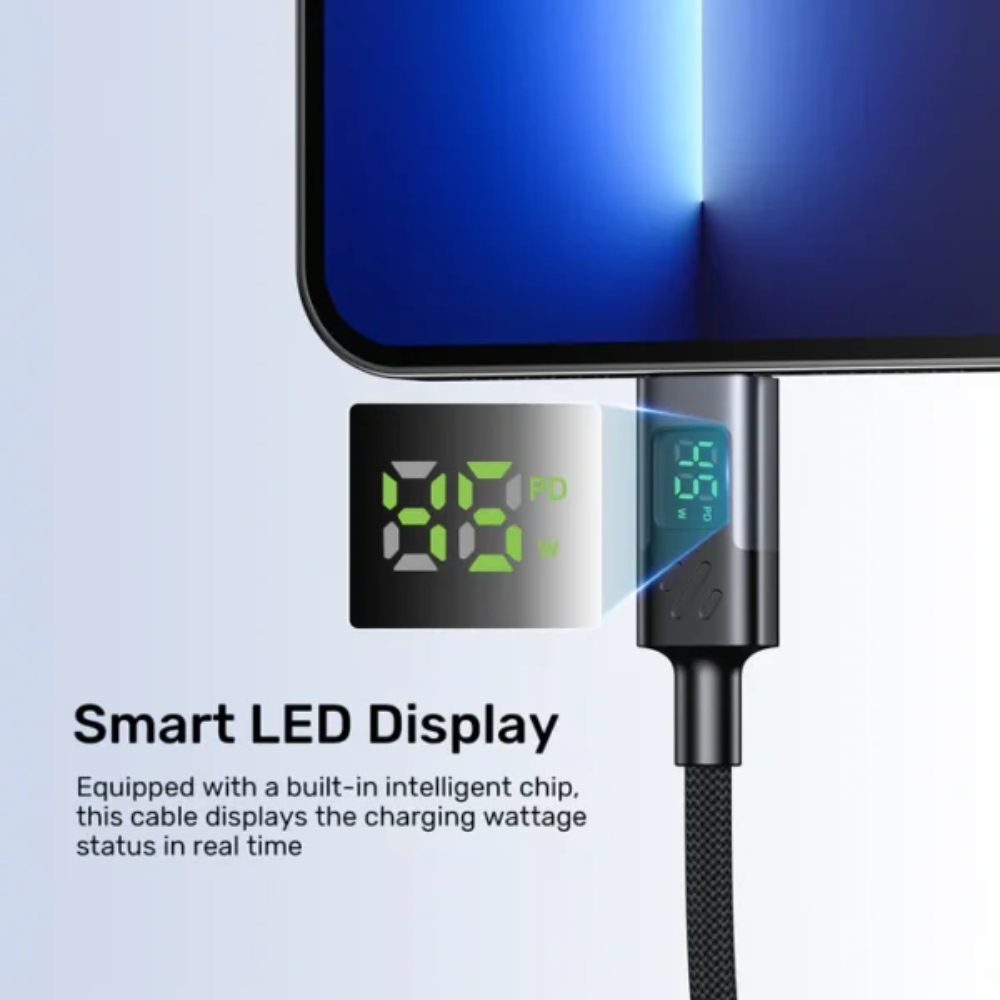 UNITEK C14158ABK01-2M USB-C TO C CHARGING CABLE WITH LED DISPLAY 60W 2M BRAIDED (Copy) - Image 5