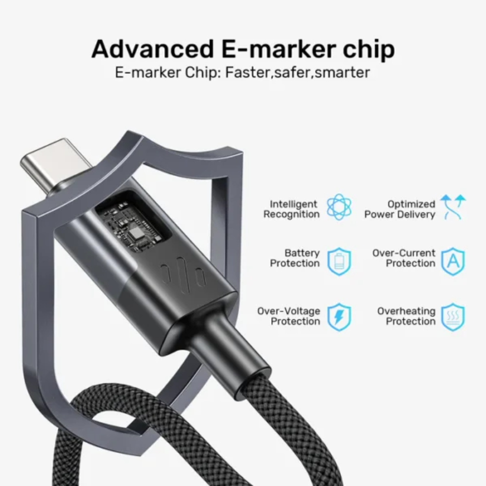 UNITEK C14158ABK01-2M USB-C TO C CHARGING CABLE WITH LED DISPLAY 60W 2M BRAIDED (Copy) - Image 10