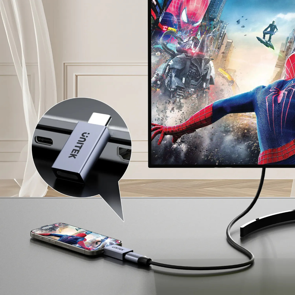 UNITEK A1038GY01 USB-C MALE TO USB-C F/M ADAPTER 8K@60HZ PD240W 40GBPS - Image 2