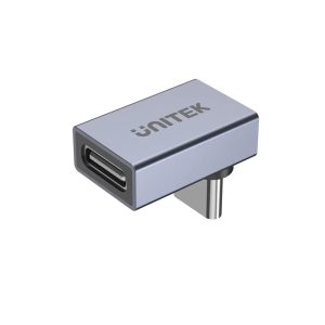 UNITEK A1039GY01 USB-C 90 DEGREE RIGHT ANGLE MALE TO F/M ADAPTER 8K 240W