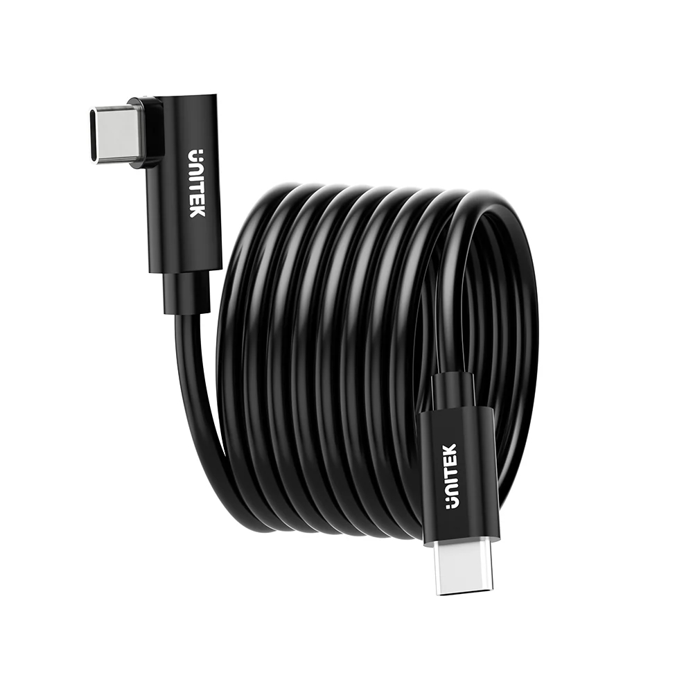 UNITEK C14094ABK01-5M USB-C TO C 90 DEGREE VR LINK PRO CABLE 5M - Image 3
