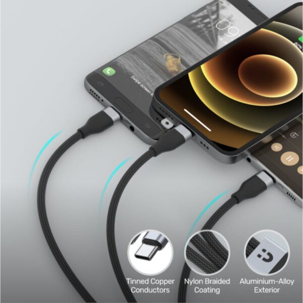 UNITEK C14101BK-1.5M 3-IN-1 USB-C TO MICRO + LIGHTNING + TYPE-C CABLE - Image 4