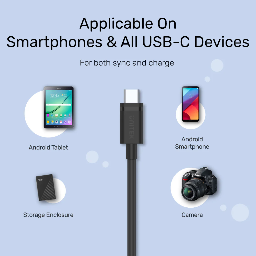 UNITEK C14103BK USB 3.0 TO USB-C CHARGING CABLE 1.5M BLACK - Image 5