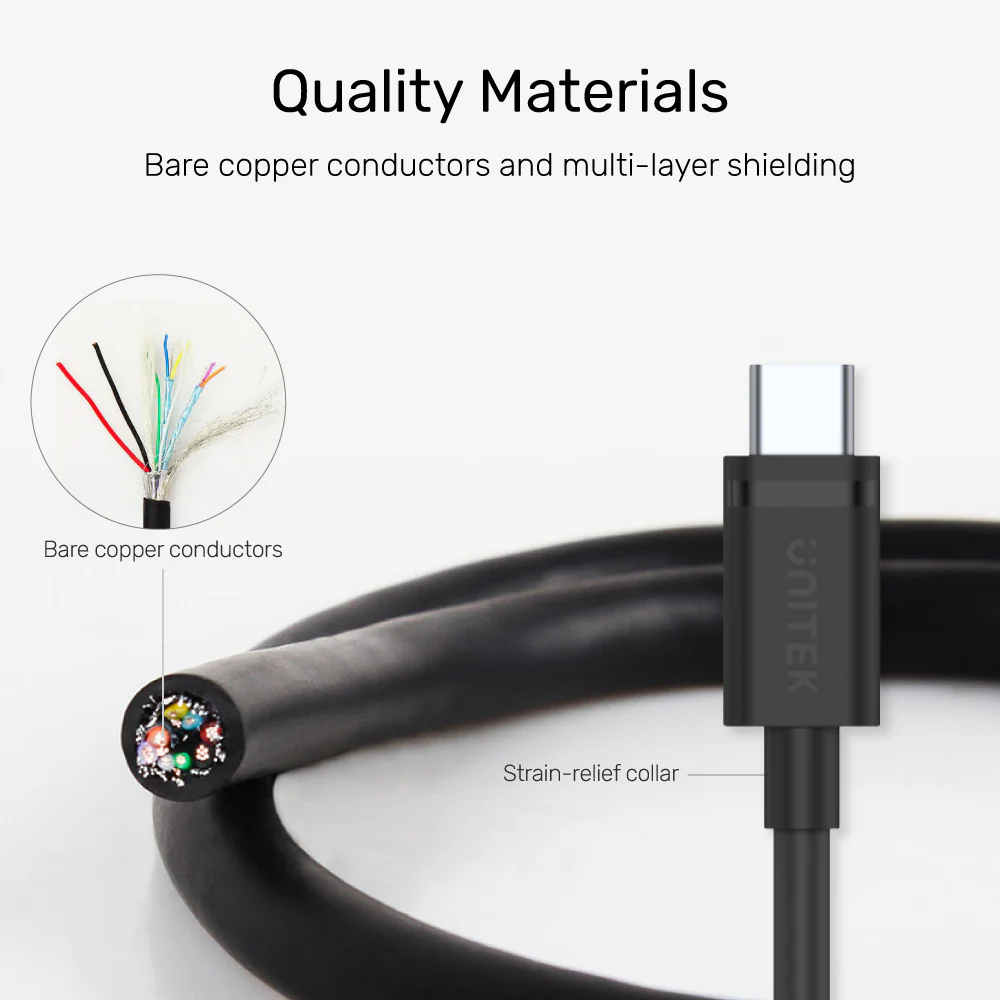 UNITEK C14103BK USB 3.0 TO USB-C CHARGING CABLE 1.5M BLACK - Image 6