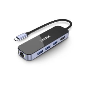 UNITEK D1084A 6-IN-1 USB-C TO 1XHDMI, 3XUSB, GIGABIT LAN & PD100W