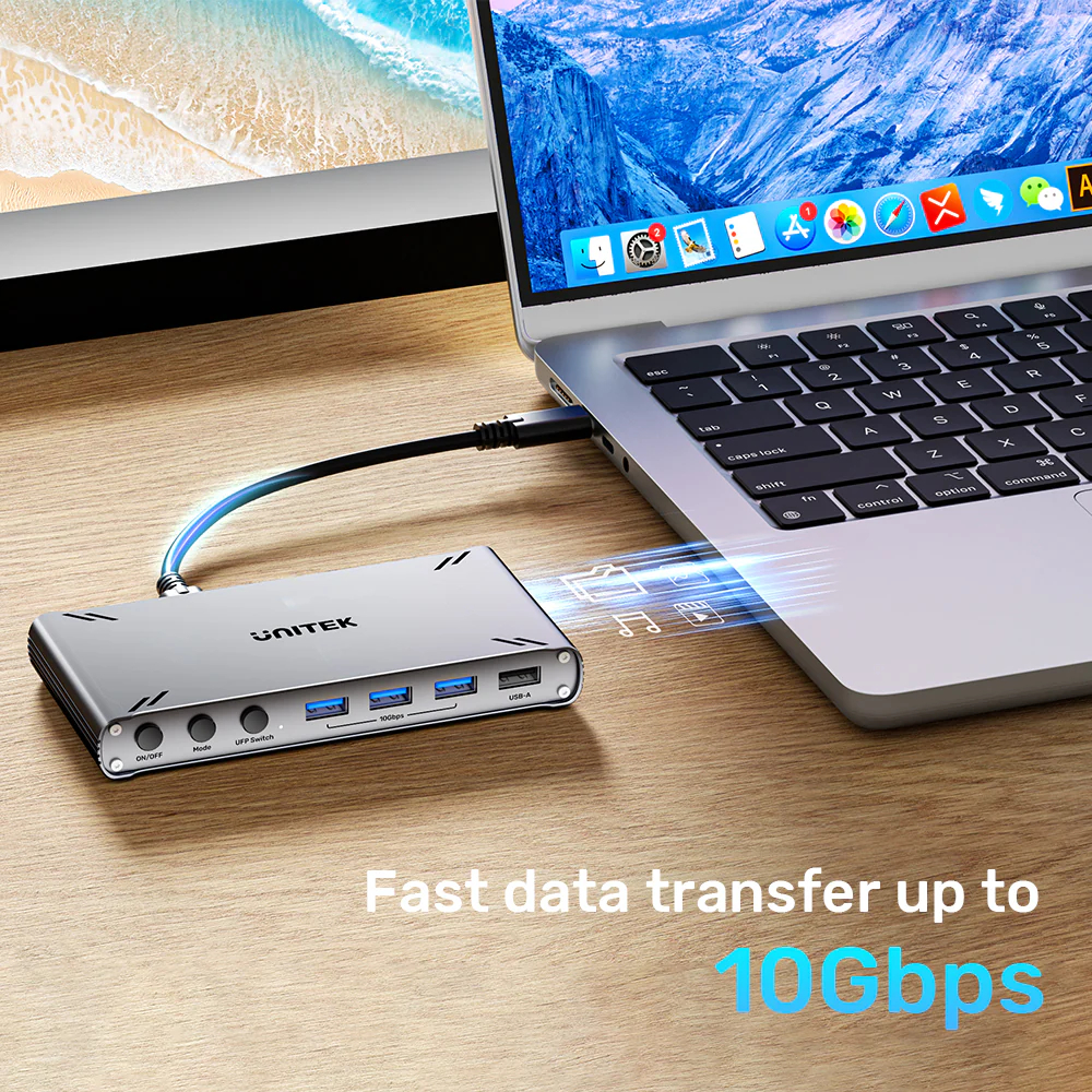 UNITEK D1118AGY01-EU USB-C 10GBPS HDMI SPLIT-SCREEN KVM SWITCH 2PCS SHARE 1 MONITOR & 5 USB-A DEVICES - Image 5