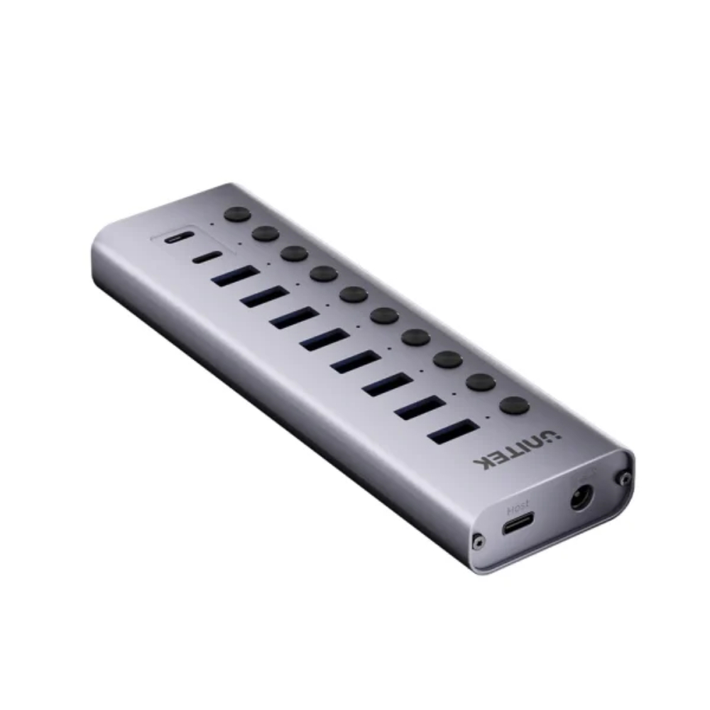 UNITEK H1315B01-EU 10-IN-1 INDIVIDUAL SWITCH HUB 8XUSB-A & 2XUSB-C, BC1.2 FAST CHARGING ALUMINUM HOUSING - Image 9