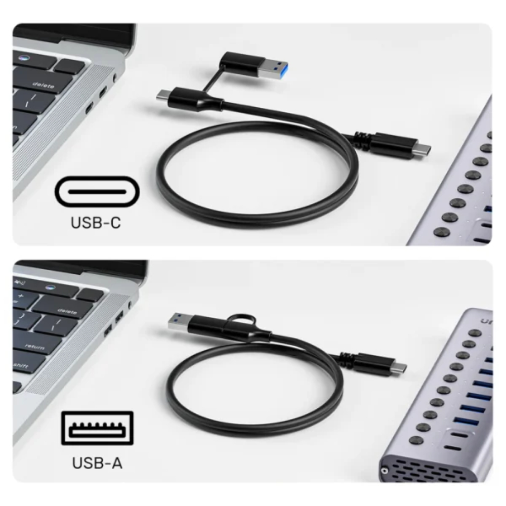 UNITEK H1315B01-EU 10-IN-1 INDIVIDUAL SWITCH HUB 8XUSB-A & 2XUSB-C, BC1.2 FAST CHARGING ALUMINUM HOUSING - Image 6