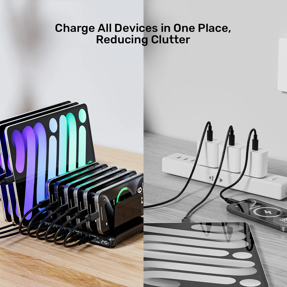 UNITEK P1230CBK01-EU uCHARGE 240W 10-PORTS USB SMART CHARGING STATION ( 8XUSB-C / 2XUSB-A ) - Image 10