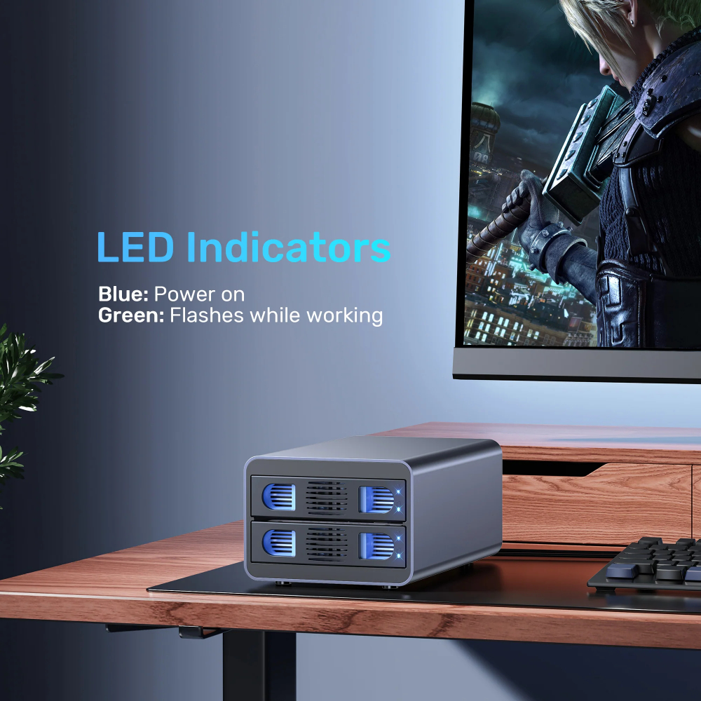 UNITEK S1308B01-EU 2BAY 2.5''/3.5'' SATA EXTERNAL HAR DRIVE ENCLOSURE - Image 4