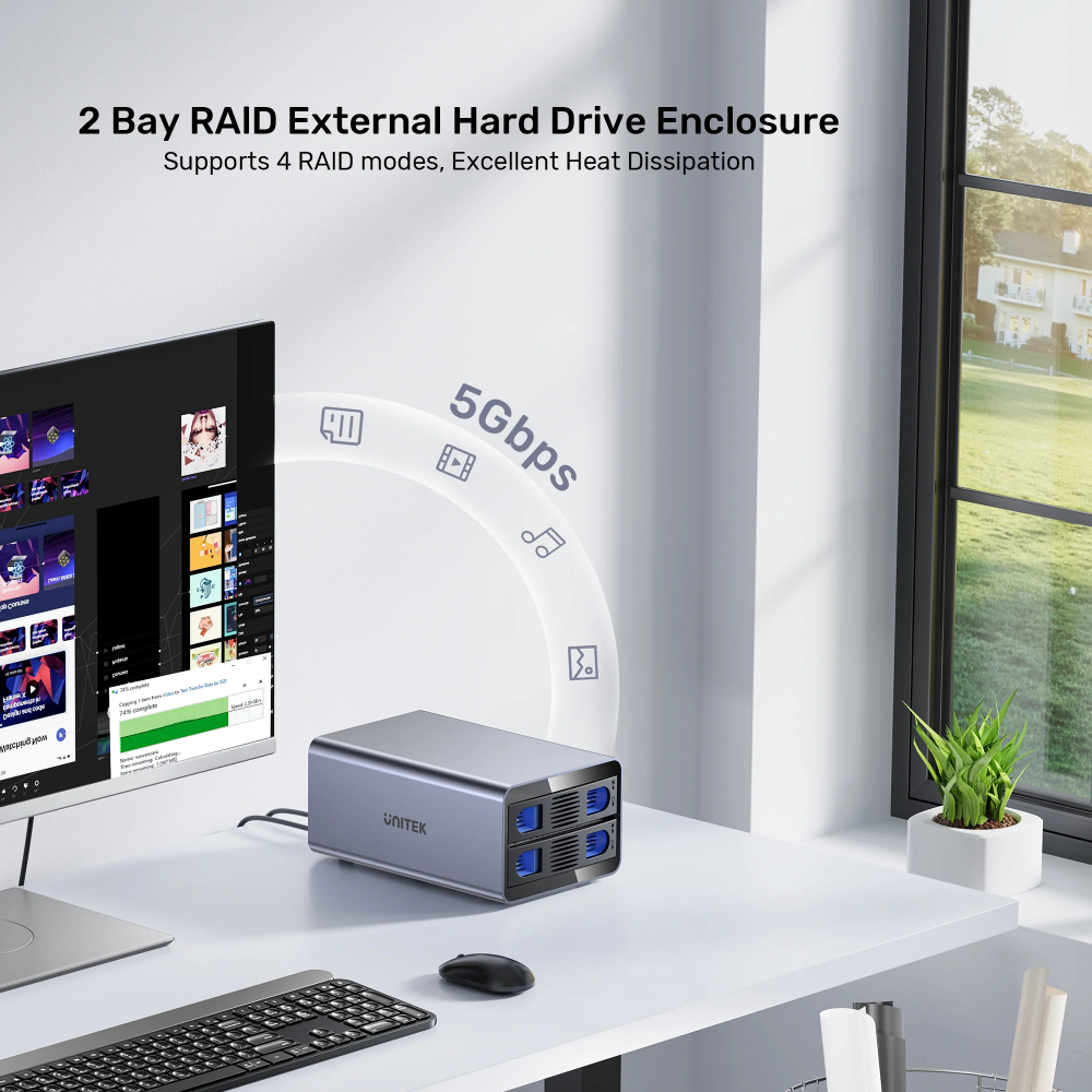 UNITEK S1308B01-EU 2BAY 2.5''/3.5'' SATA EXTERNAL HAR DRIVE ENCLOSURE - Image 5